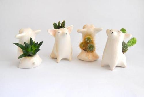 littlealienproducts:Ceramic Animal Planters by Barruntando 