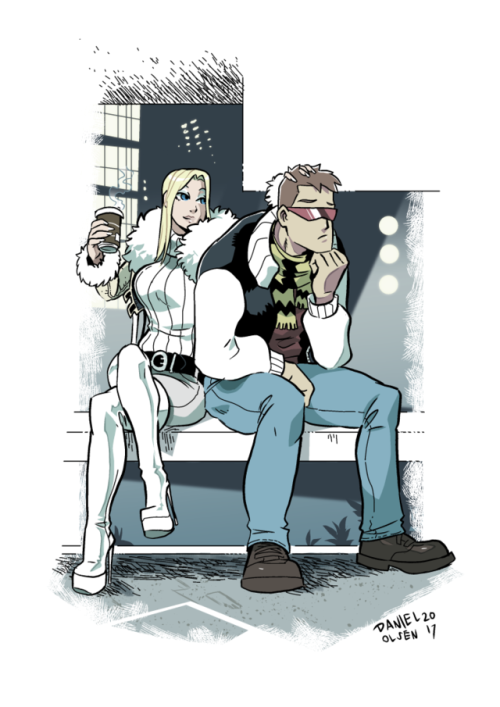 Shaking off some of that weekend rust with some fanart. Emma Frost and Scott Summers. Haven’t 