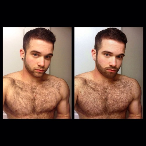 oliverbeastly:Someone apparently thought my photo wasn’t good enough and decided to elongate my face and photoshop my beard and chest hair. On the left is my original photo. The right is edited.