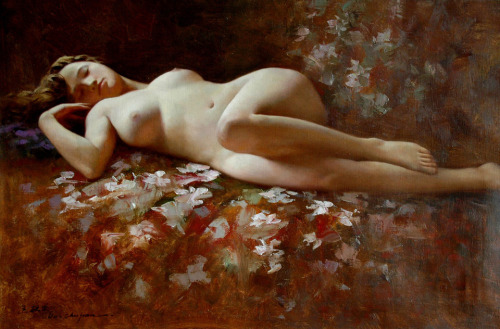 artbeautypaintings:  Nude - Ou Chu Jian