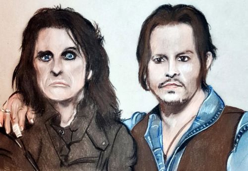 AC and JD BFF&rsquo;s  #myart #art #pastelportraits #artforcharity #hollywoodvampires #rockgodsa