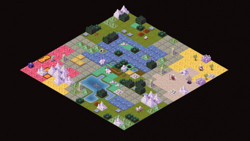 A concept painting of a procedurally generated strategy game inspired by retro Civilization games li