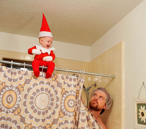 conflictingheart: Dad-Of-Six Turns His Baby Into Adorable Elf On The Shelf Awww wth