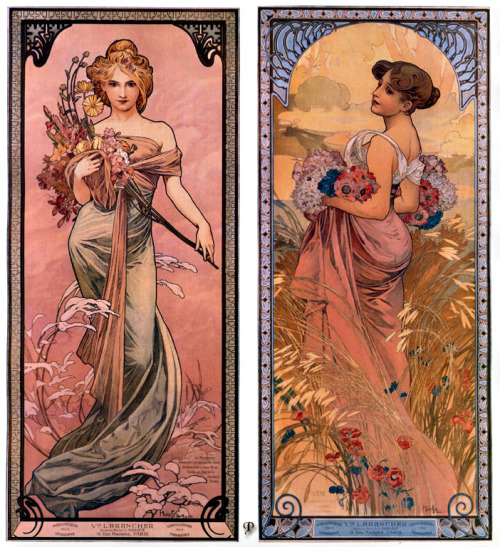 artist-mucha:The seasons (Spring, Summer), 1898, Alphonse Mucha