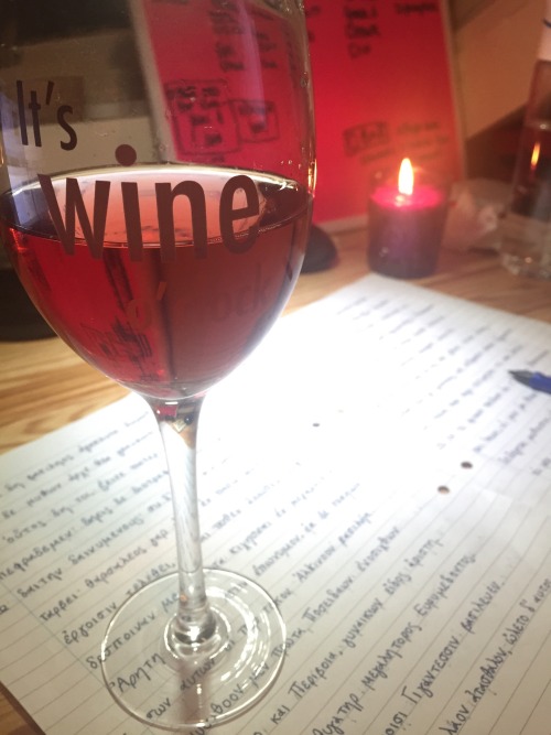 annihilatingaeschylus:Translating some Greek with my friend, wine.Istud vinum, bonum vinum, vinum ge