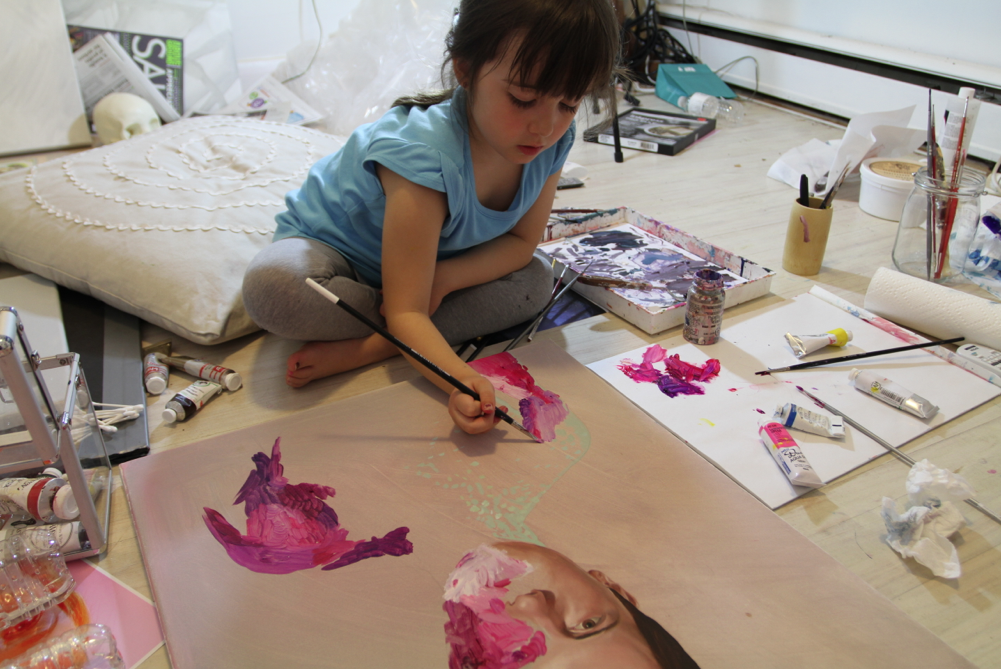 jenmann:  My niece Abbey, hanging out in the studio and painting whimsically with