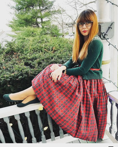 Festive plaid #whatthelibrarianwore “In the falling quiet there was no sky or earth, only snow