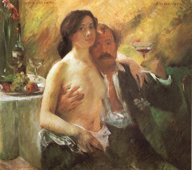 huariqueje:   Self-Portrait with his Wife and a Glass of Champagne  -   Lovis