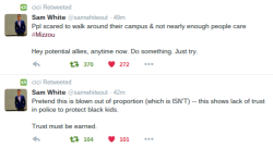 lyonnnss:  zendayasauntiewig:  pls spread this and pray for the black students of mizzou tonight  WOW thats crazy. 