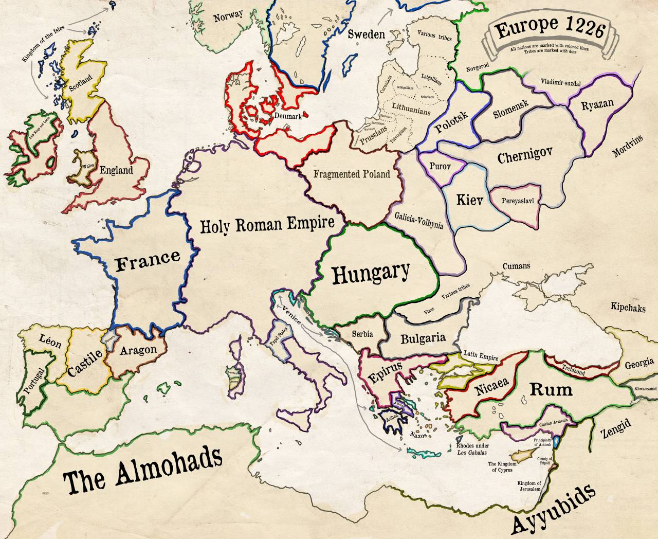 mapsontheweb:  Europe in 1226 