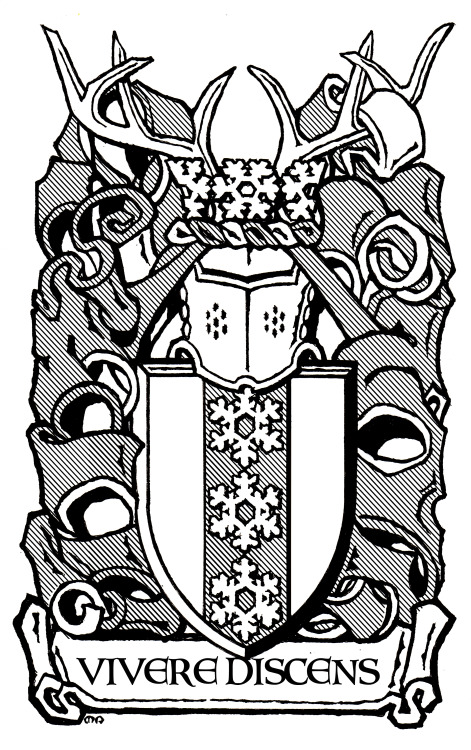 A design for a coat of arms for a gentleman in Michigan, United States of America.  Hand-drawn 