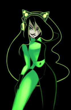 Iancsamson:drawthread Thinger - Shego Wearing Cat-Eared Techy Headphones.