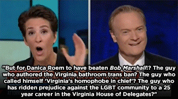 legally-bitchtastic: mediamattersforamerica:  💯 💯 💯  For those who don’t know. Bob Marshall was so offended by Roem’ s existence that he refused to debate with her, because of cooties or whatever and repeatedly misgendered her. While Roem