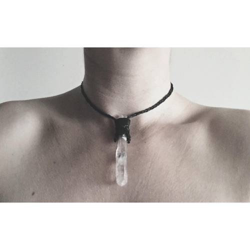 Clear quartz choker. #crystaljewellery #nzmade #clearquartz #recycledmaterials