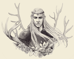 alanaluuu: I started a doodle after seeing the latest Hobbit movie the week it came out but it was supposed to be a new OC but turned into Thranduil. /cries He is such a beautiful character I want him. 