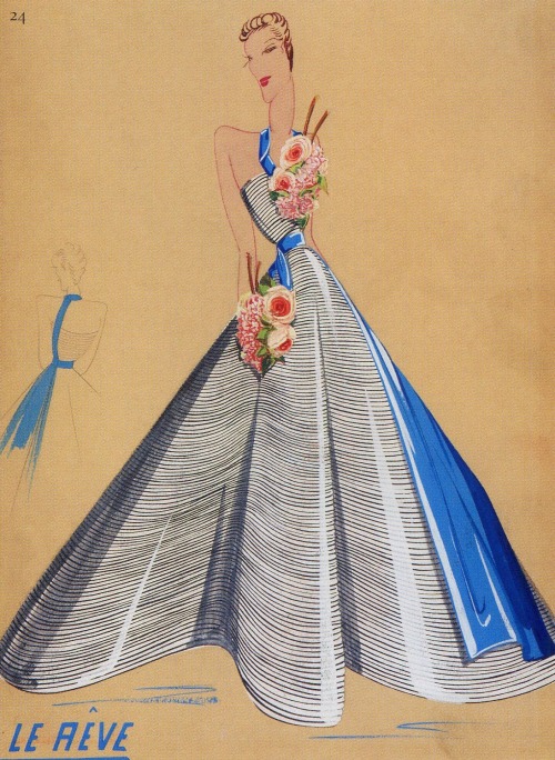 &ldquo;Le Reve&rdquo;Evening DressJeanne Lanvin1939(Illustration)Rendering of &ldquo;Le Reve,&rdquo;