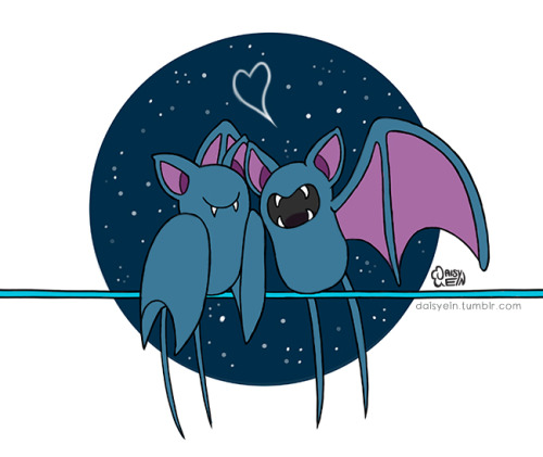 daisyein:Two Zubats hangin’ out. 8)  Drawn for Drawlloween #14 “Bat”.&nb