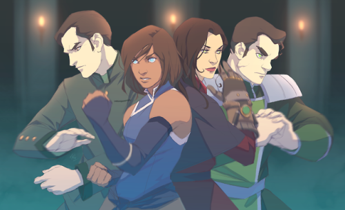 denimcatfish:Team Avatar from Legend of Korra in their Book 4 look (from what I references I could f