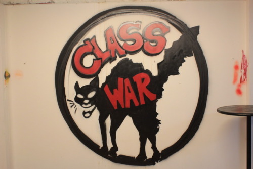 radicalgraff:Anarchist murals inside the evicted, and half demolish squatted social centre, The Inte