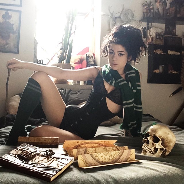 ghostlikecrime:  Young Bellatrix hates to study. #cosplay #girlswhocosplay #slytherin