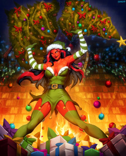 Santa Red She-Hulk 2 by GENZOMAN 