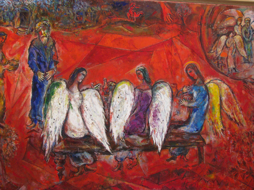 Abraham and the Visitors at Mamre
Marc Chagall, 1885-1985Some thoughts on this week’s bulletin art
This summer we will be following the narrative track of the Old Testament lectionary which will begin by taking us through the stories of the...