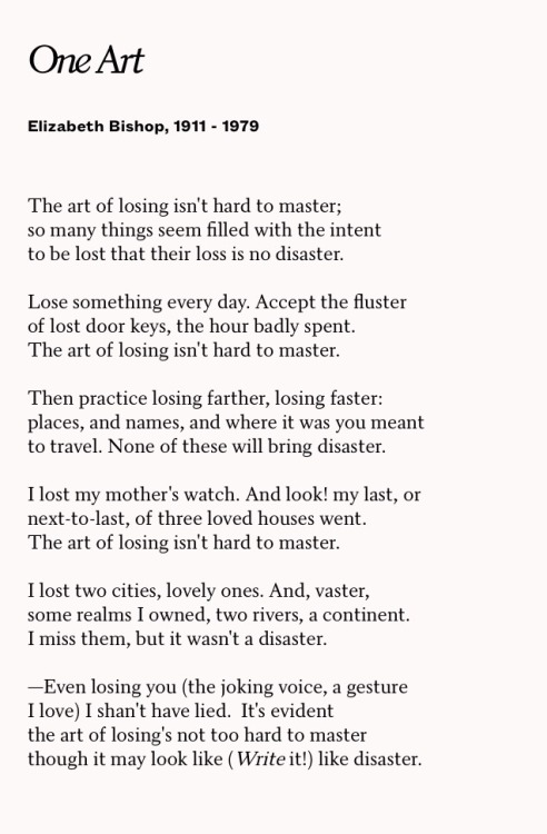 Elizabeth Bishop - One Art