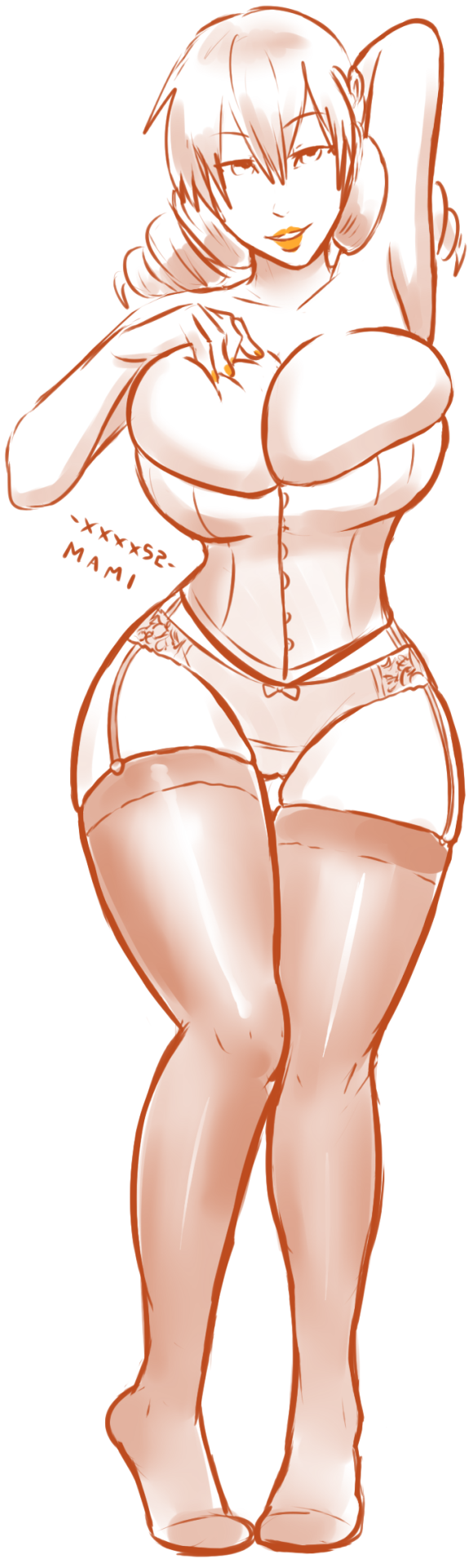 sasoriharem:   $10 Sketch for a patron! Pin-up of thicc Mami (Madoka Magica)(for