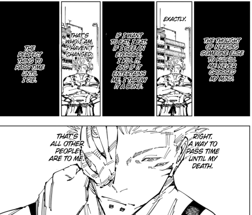 Sukuna reassuring himself he's still a bastard.
Ch 248 Pg 7