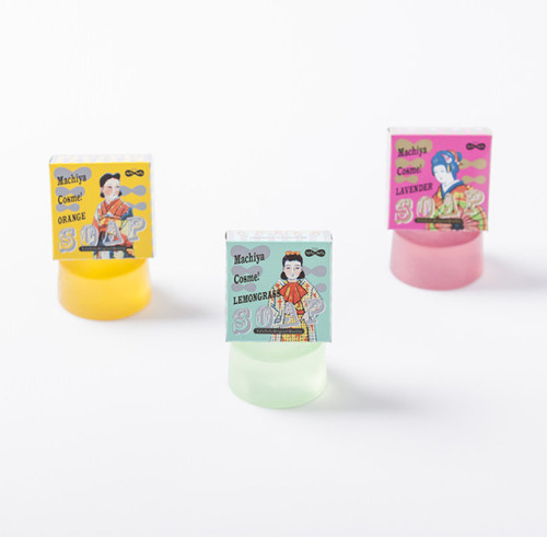 Retro Japan inspired soap packaging by Dejima Graph