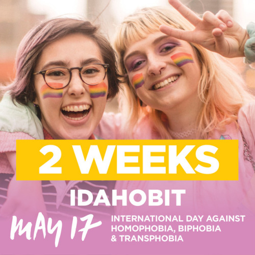 Two weeks to go till IDAHOBIT! Show your pride &amp; support by going rainbow on May 17