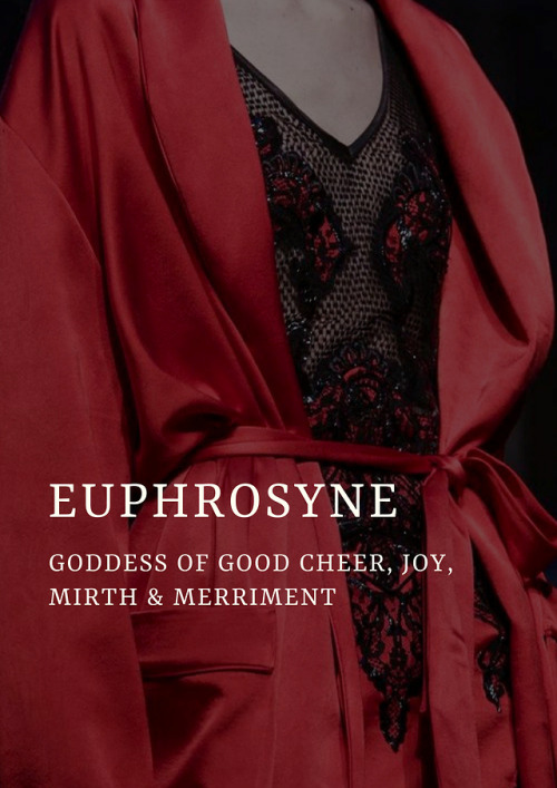 diioonysus: greek mythology → euphrosyne one of the charities; goddess of good cheer, joy, mirth &am