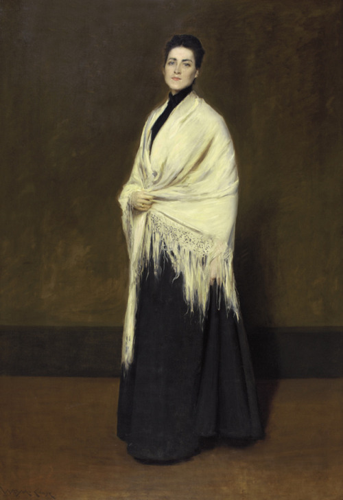 Portrait of Mrs. C. (Lady with a White Shawl), by William Merritt Chase, Pennsylvania Academy of the