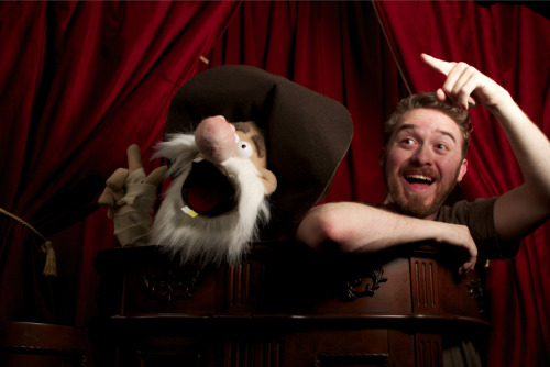 gravi-teamfalls:Two Weird Old Men! (And their puppets)Me &amp; Matt Chapman goofing around between t