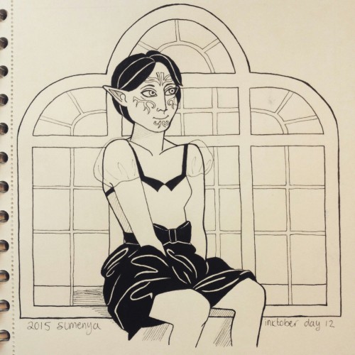 sumenya:  a little Merrill in a little dress for #inktober day 12 (thanks to @secretsofthemasquerade for the suggestion) 