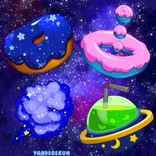 Some old Neopets space foods redraws from last week I had been working on. :DFrom left to right on t