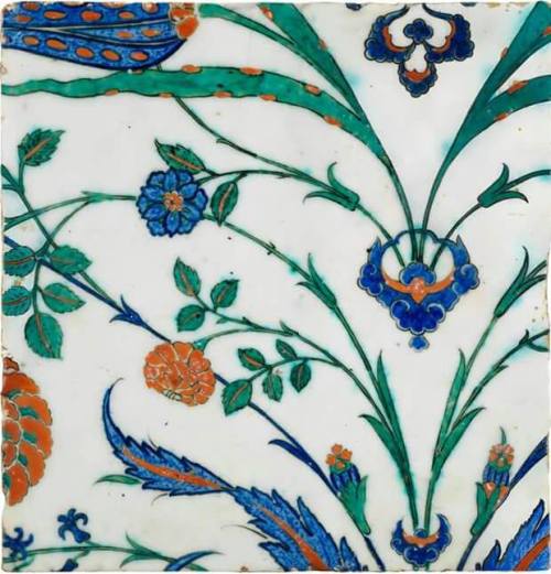 Cloud Bands and Ottoman Flowers , Turkey (Iznik)  1565-1575tile 27,7 x 27 cm.