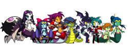dan-heron-stuffs:  just a quick compilation of some of the enemies, transformations, outfits concept art and NPC’s of Shantae Half Genie Hero and a little thematic group shot of the monster girls and transformation, because it’s me 
