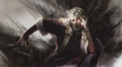 twoiafart:  The World of Ice and Fire - Aerys II, The Mad King  Artist: Jennifer Drummond, Marc Simonetti, Arthur Bozonnet   The middle photo is King Aerys II condemning the Darklyns in Duskendale.