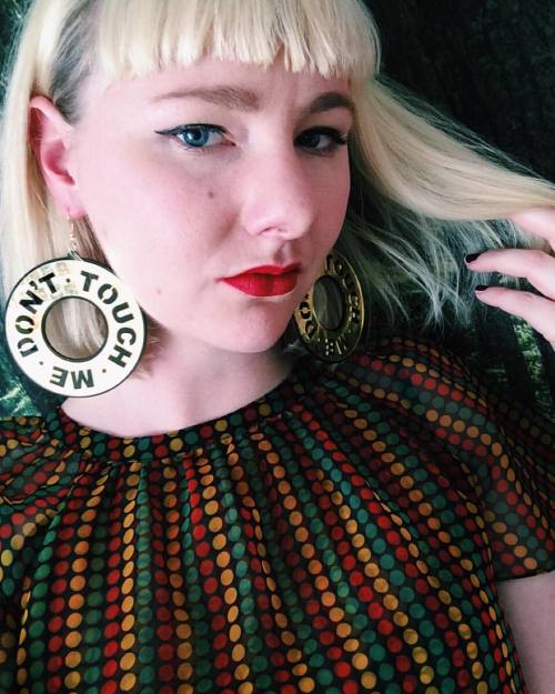 I couldn&rsquo;t resist a pair of these babies. #donttouchme #feminist #jewellry #goldhoops