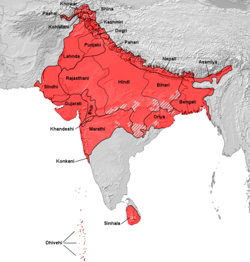 mapsontheweb: Distribution of Indo-Aryan Languages in the Indian Subcontinent.