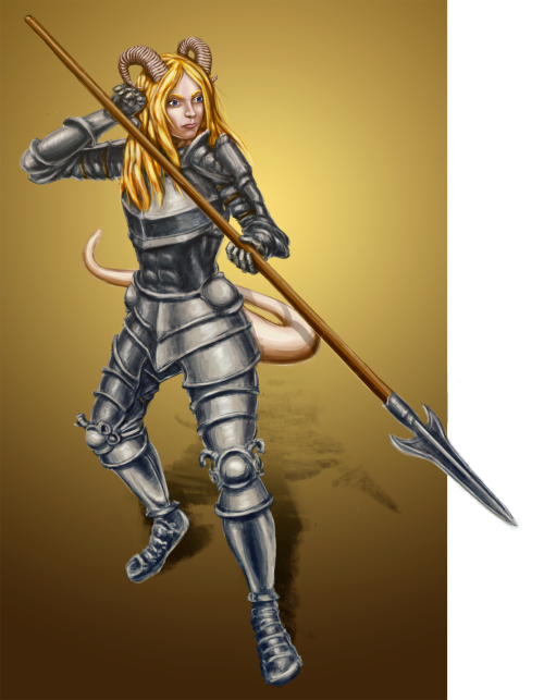 Tiefling Paladin with pike.Update: Now also with trademark tail&hellip;