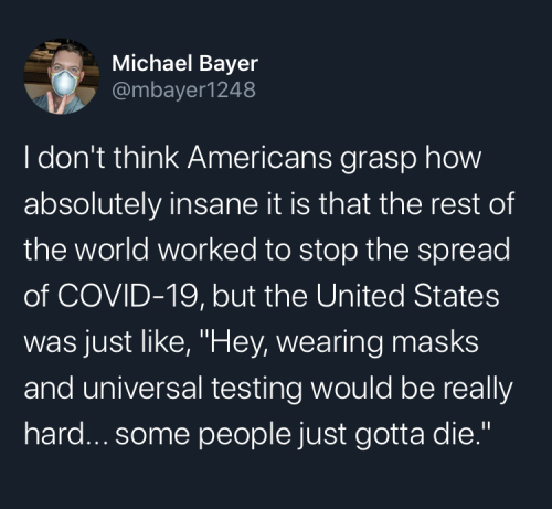 hellolovelyscientist: can’t hid these in the tags, because this is all true #It is precisely the same thing America says about guns#too bad so sad#some of you are gonna die#healthcare same thing#social security same thing#i’m so disappointed by my