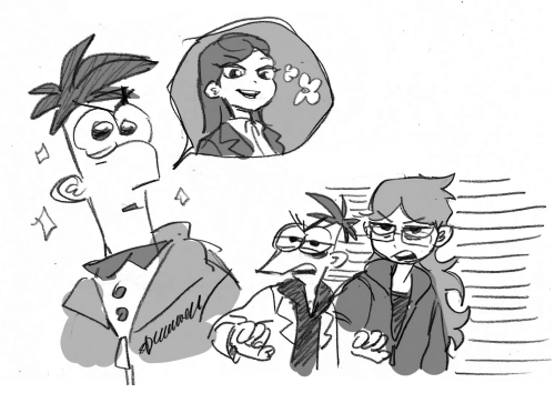 2007-08-17:making some AU with friends.In this AU…Phineas is evil scientist, and he wants to 