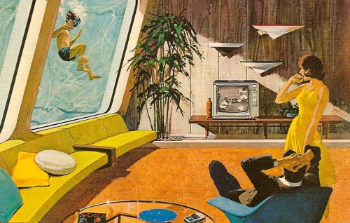 perevision:70sscifiart:The House of the Future. Motorola advertisements from the early 1960s, illust