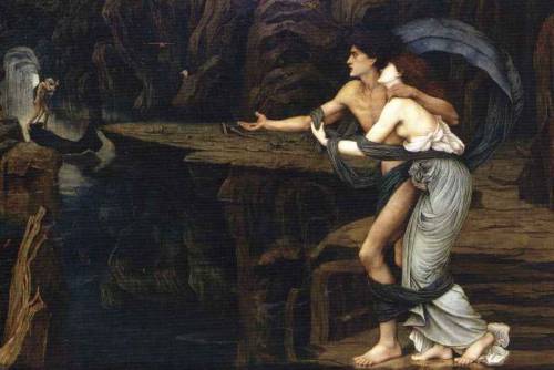 lilacsinthedooryard:John Roddam Spencer Stanhope Orpheus and Eurydice on the Banks of the Styx