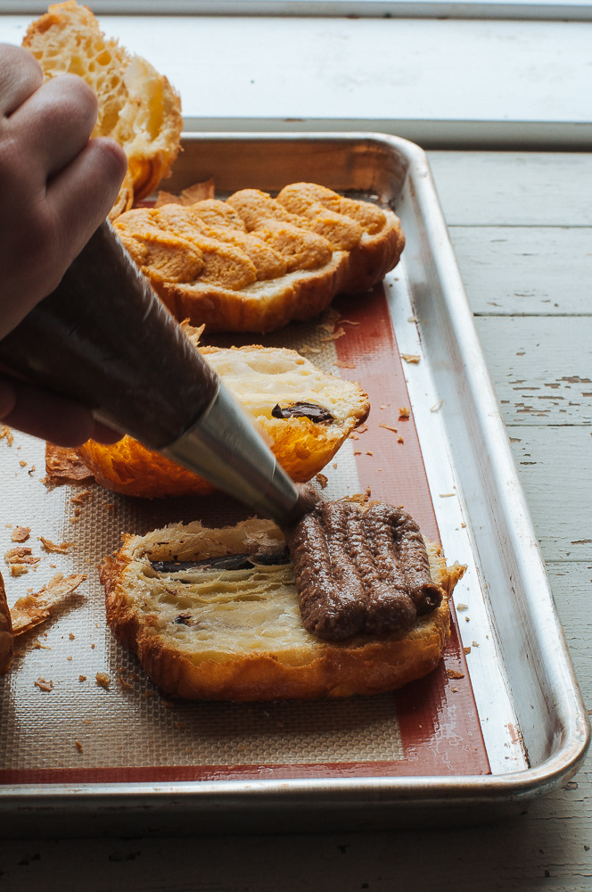 sweetoothgirl:  Double Baked Almond Croissants Two Ways- Pumpkin Pie and Chocolate