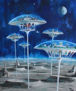 grooveland:  (via (8) John Berkey - Moon Colonies (by myriac) http://70sscifiart.tumblr.com | Science Fiction | Pinterest | Cute Little Houses, Little Houses and The Moon)  