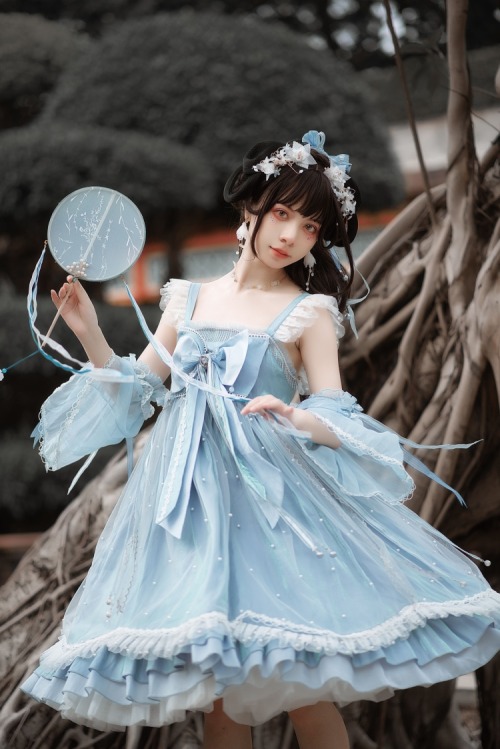 lolita-wardrobe:New Release: Gloaming 【-YunHai ChenGe-】 #QiLolita Jumper Dress Set◆ Shopping Link &g