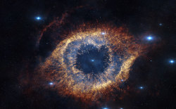 anditslove:  gamma—crucis:  The Helix Nebula is a large planetary nebula located in the constellation of Aquarius. Sometimes referred to as the “Eye of God”, it is one of the closest planetary nebula to Earth.  Image Credit: NASA, ESO, ESA 